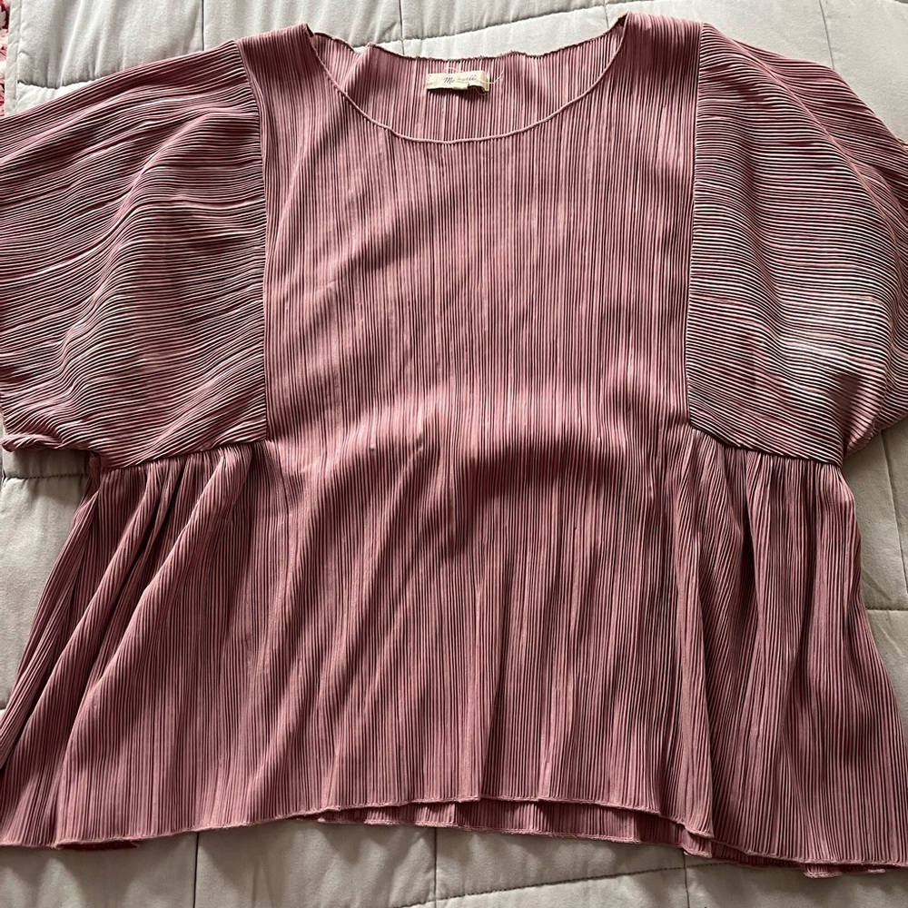 Madewell Pink Shortsleeved Crepe Blouse